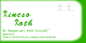 kincso koth business card
